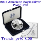 2005-w 1 oz .999 fine Proof Silver American Eagle orig box w/COA