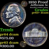 Proof ***Auction Highlight*** 1950 Proof Jefferson Nickel 5c Grades Select+ Proof Deep Cameo (fc)