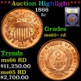 ***Auction Highlight*** 1866 Two Cent Piece 2c Graded Gem+ Unc RD By USCG (fc)