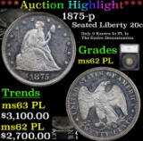 ***Auction Highlight*** 1875-p Twenty Cent Piece 20c Graded ms62 PL By SEGS (fc)