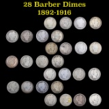 Group of 28 Mixed Date Barber 25c