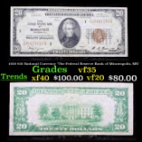 1929 $20 National Currency 'The Federal Reserve Bank of Minneapolis, MN' Grades vf++