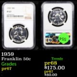 Proof NGC 1959 Franklin Half Dollar 50c Graded pr67 By NGC
