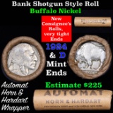 Buffalo Nickel Shotgun Roll in Old Bank Style 'Automat Horn & Hardart' Wrapper 1924 & d Mint Ends