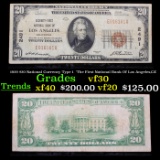 1929 $20 National Currency Type 1  'The First National Bank Of Los Angeles,CA' Grades vf++