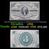 1865 US Fractional Currency 3c Third Issue fr-1227 Washingon Grades vf++