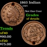 1863 Indian Civil War Token 1c Grades xf details