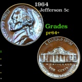 Proof 1964 Jefferson Nickel 5c Grades Choice+ Proof