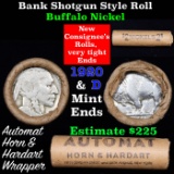 Buffalo Nickel Shotgun Roll in Old Bank Style 'Automat Horn & Hardart' Wrapper 1920 & d Mint Ends Gr