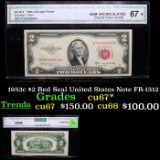 1953c $2 Red Seal United States Note FR-1512 Graded cu67* By CGA