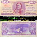 Military Payment Certificate (MPC) Series 692 $20 Indian Chief Grades Select AU