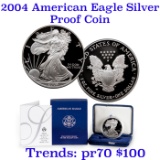 2004-W 1 oz .999 fine Proof Silver American Eagle orig box w/coa