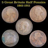 Group of 5 British Half Pennies
