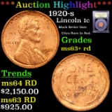 ***Auction Highlight*** 1920-s Lincoln Cent 1c Graded Select+ Unc RD By USCG (fc)