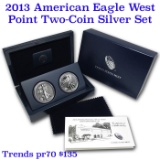 2013-W West Point 2 coin Silver Set Commemorative $1 orig box w/COA