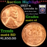 ***Auction Highlight*** 1927-s Lincoln Cent 1c Graded Choice Unc RD By USCG (fc)