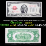 1928a $2 Red Seal United States Note Semi Key Date Grades Select AU