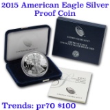 2015 1 oz .999 fine Proof Silver American Eagle orig box w/COA