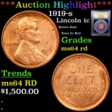 ***Auction Highlight*** 1919-s Lincoln Cent 1c Graded Choice Unc RD By USCG (fc)
