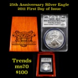 25TH Anniversary NGC 2011-w SILVER Eagle Graded MS70 ANACS Silver Eagle Dollar $1