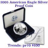 2005-w 1 oz .999 fine Proof Silver American Eagle orig box w/COA
