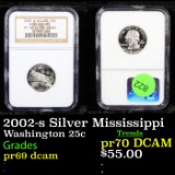 Proof NGC 2002-s Silver Mississippi Washington Quarter 25c Graded pr69 dcam By NGC