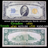 1934A $10 Silver Certificate North Africa Grades vf+