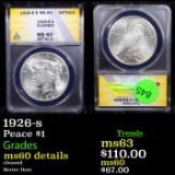 ANACS 1926-s Peace Dollar $1 Graded ms60 details By ANACS