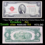 **Star Note** 1928F $2 Red Seal United States Note Grades f+