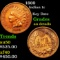 1869 Indian Cent 1c Grades AU Details