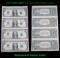 UNCUT MINT SHEET of 4x 1999 $1 Federal Reserve Notes