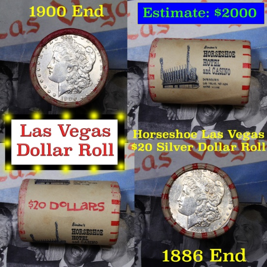 ***Auction Highlight*** Full Morgan/Peace Horseshoe Hotel silver $1 roll $20, 1886 & 1900 end (fc)