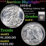 ***Auction Highlight*** 1934-d Walking Liberty Half Dollar 50c Graded ms64+ By SEGS (fc)