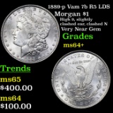 1889-p Vam 7b R5 LDS Morgan Dollar $1 Grades Choice+ Unc