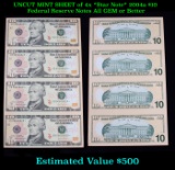 ***Auction Highlight*** UNCUT MINT SHEET of 4x *Star Note* 2004a $10 Federal Reserve Notes All GEM o