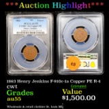 ***Auction Highlight*** PCGS 1863 Henry Jenkins F-910c-1a Copper PE R-4 Civil War Token 1c Graded au