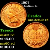 1907 Indian Cent 1c Grades Unc Detais RD