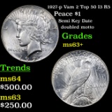 1927-p Vam 2 Top 50 I3 R5 Peace Dollar $1 Grades Select+ Unc