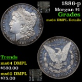 1886-p Morgan Dollar $1 Graded ms64 DMPL Details By SEGS