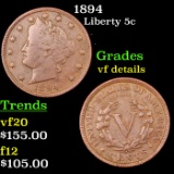 1894 Liberty Nickel 5c Grades vf details