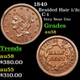 1849 Braided Hair Half Cent 1/2c Grades Choice AU/BU Slider