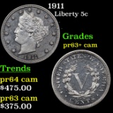 Proof 1911 Liberty Nickel 5c Grades Select+ Proof Cameo