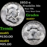 1952-s Franklin Half Dollar 50c Grades Choice+ Unc