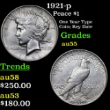 1921-p Peace Dollar $1 Grades Choice AU