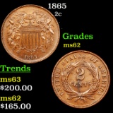 1865 Two Cent Piece 2c Grades Select Unc