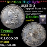 ***Auction Highlight*** 1835 B-2 Capped Bust Quarter 25c Graded Select+ Unc By USCG (fc)