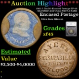 ***Auction Highlight*** 1862 J. Gault’s Encased Postage EP-4A - SILVERED Ayer’s Case ULTRA RARE Grad