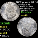 1887-p Vam 20 R5 Morgan Dollar $1 Grades Choice+ Unc