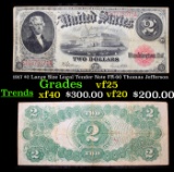 1917 $2 Large Size Legal Tender Note FR-60 Thomas Jefferson\ Grades vf+