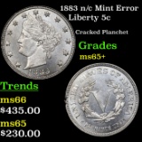 1883 n/c Mint Error Liberty Nickel 5c Grades GEM+ Unc